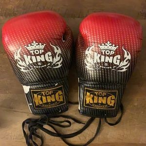 Top King Boxing Gloves 10oz lace ups- Muay Thai